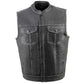 Milwaukee Leather MLM3507 Men's Old Glory Black Premium Leather Club Style Vest w/ Grey Stitching Laced Armholes — image 12