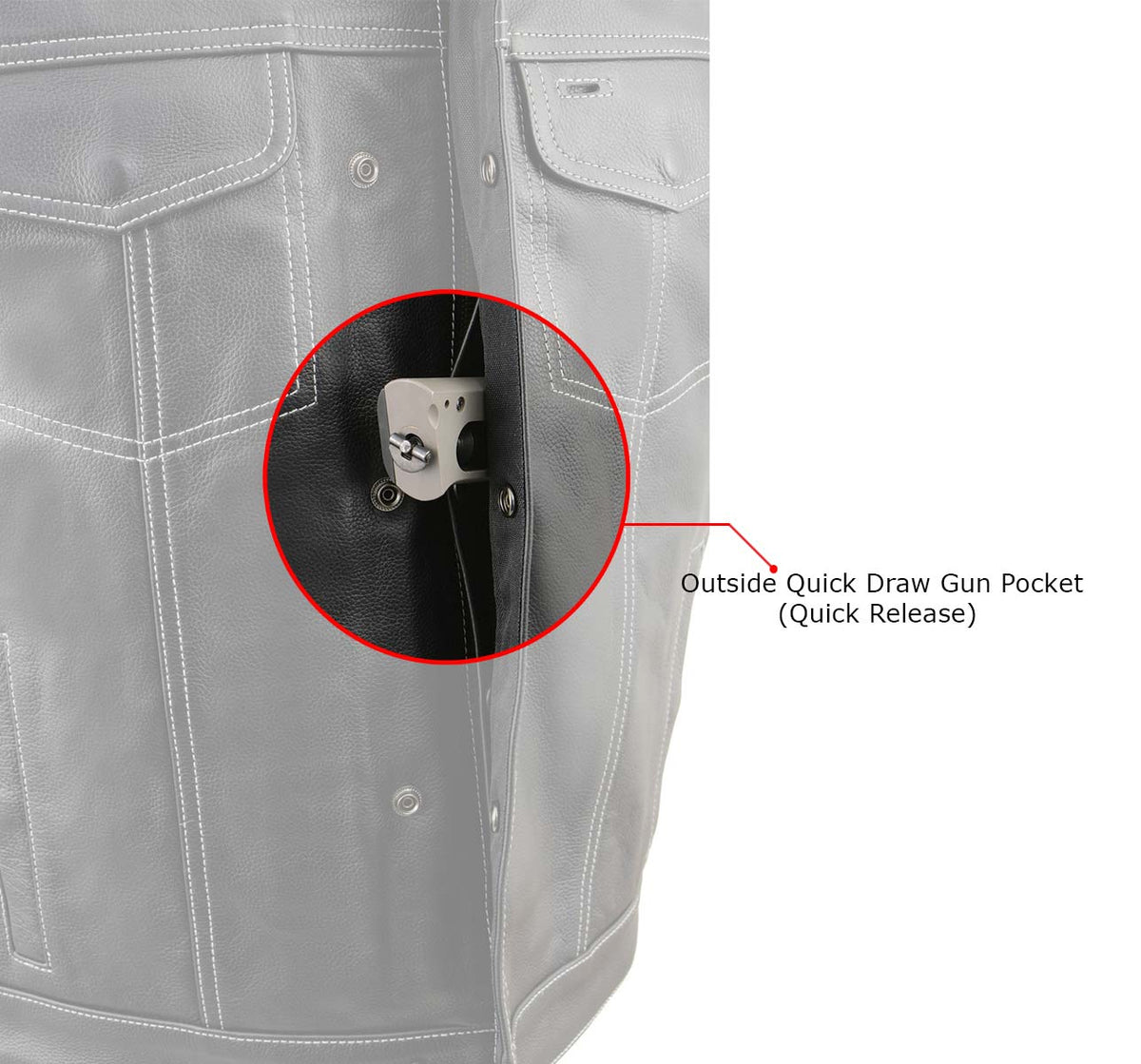 Milwaukee Leather MLM3507 Men's Old Glory Black Premium Leather Club Style Vest w/ Grey Stitching Laced Armholes — image 6