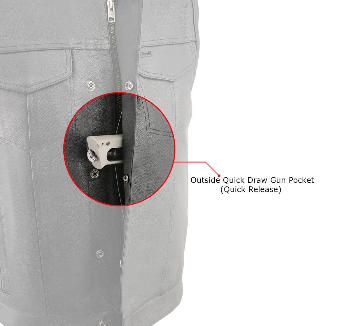 Milwaukee Leather LKM3710 Men's Black Leather Club Style Motorcycle Rider Vest w/ Zipper and Snap Button Closure