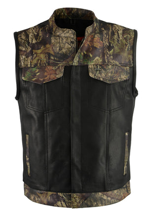 Milwaukee Leather MLM3512 Mossy Oak Camo Men's Snap and Zip Front Club Style Leather Vest — image 1