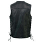 Milwaukee Leather MLM3517 Men's Black Premium Leather Classic V-Neck Side Lace Motorcycle Rider Vest — image 2