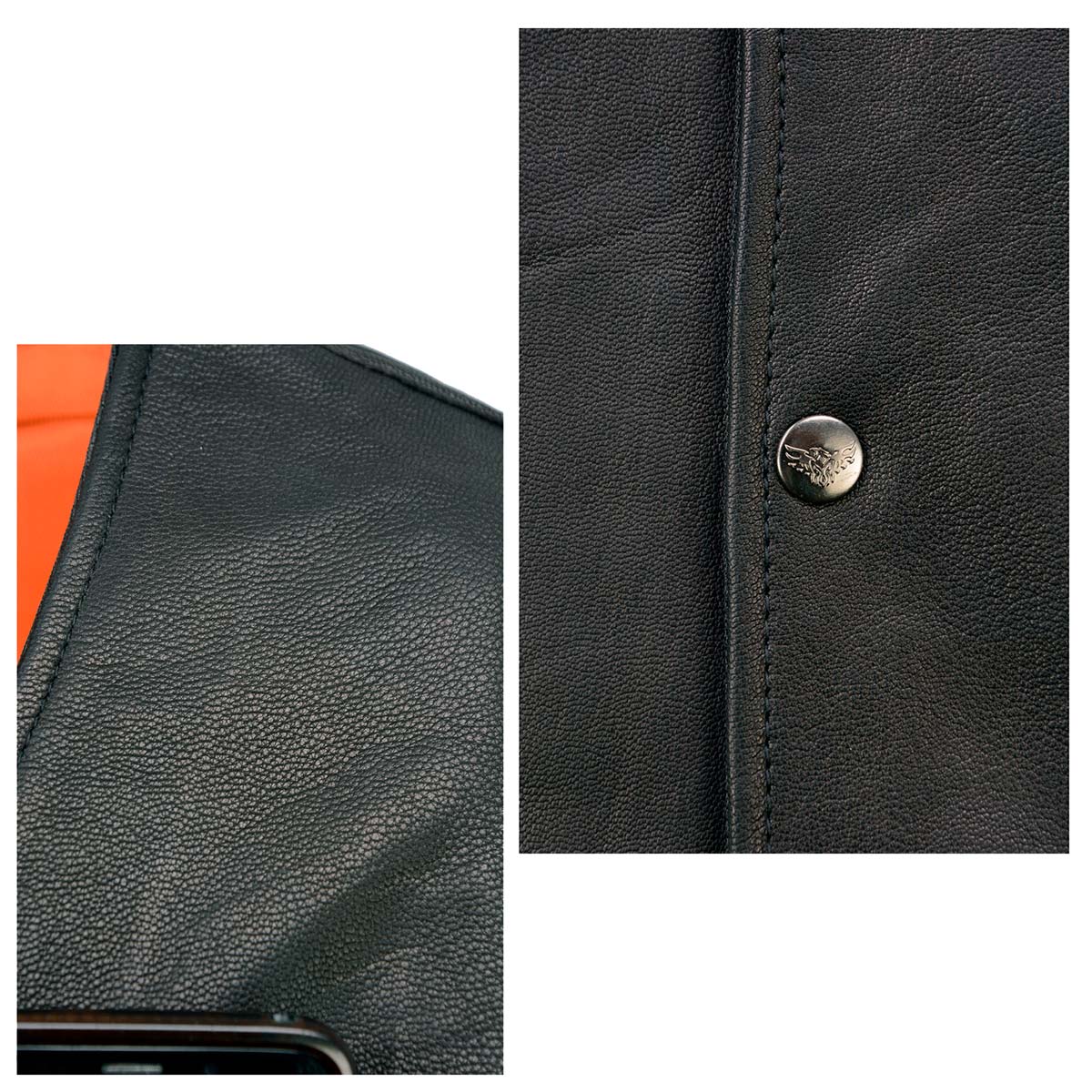 Milwaukee Leather MLM3517 Men's Black Premium Leather Classic V-Neck Side Lace Motorcycle Rider Vest — image 8