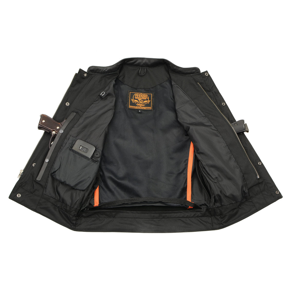 Milwaukee Leather MLM3524SET Men's All Season Black Premium Leather Motorcycle vest w/ Heated and Cool-Tec Technology — image 10