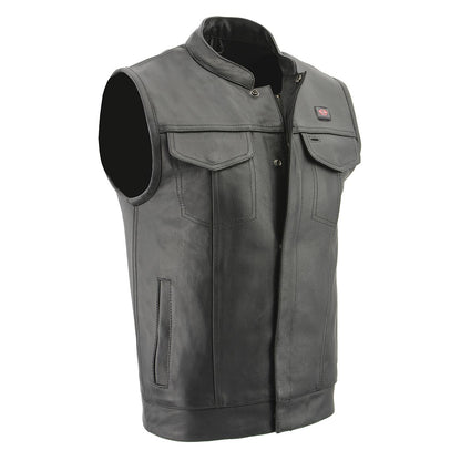 Milwaukee Leather MLM3524SET Men's All Season Black Premium Leather Motorcycle vest w/ Heated and Cool-Tec Technology — image 1