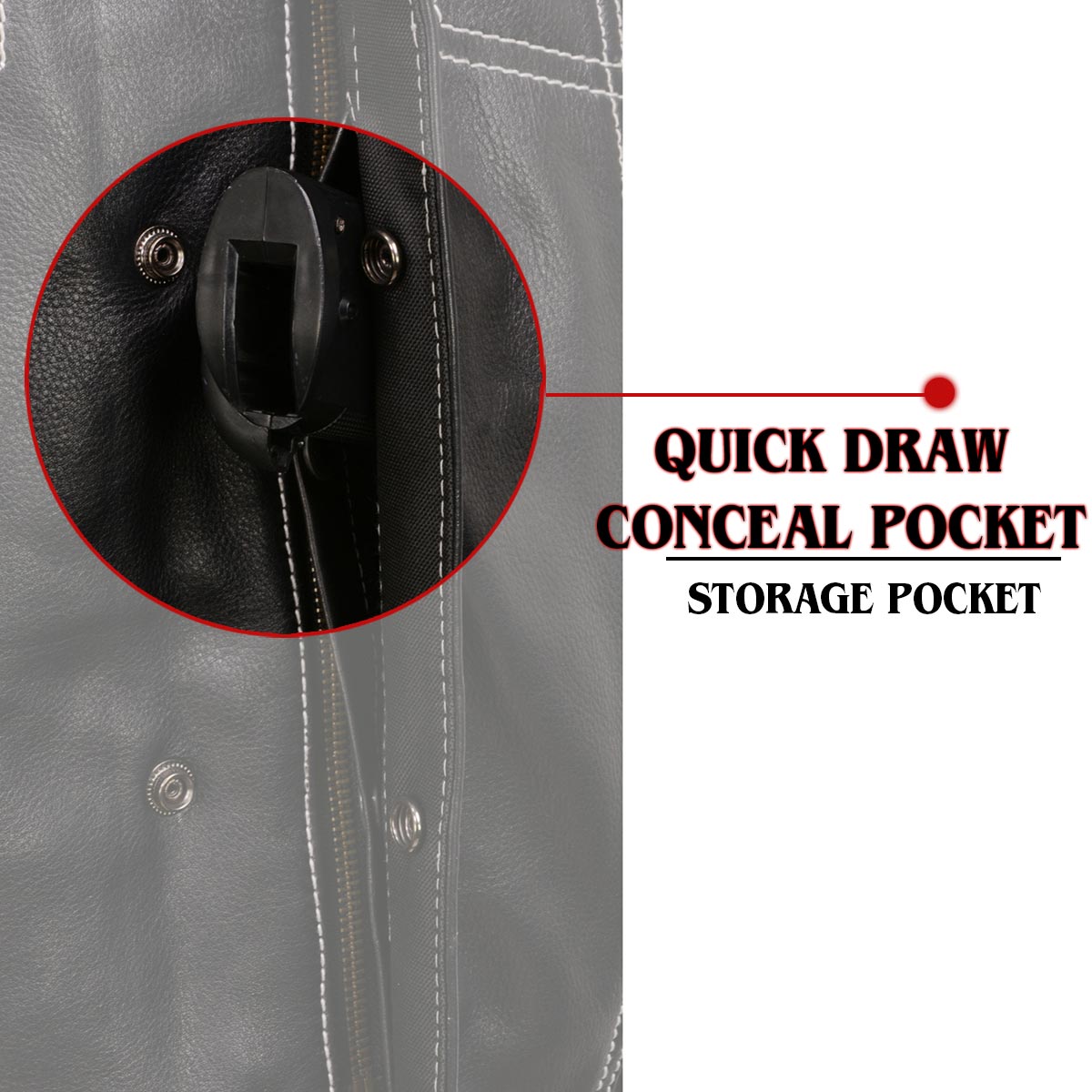 Milwaukee Leather MLM3525 Men's Black 'Paisley' Accented White Stitching Leather Vest – w/Armhole Trim Open Collar Design — image 7