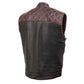 Milwaukee Leather MLM3526 Men's Black 'Paisley' Accented Red Stitching Leather Vest – w/ Armhole Trim Open Collar Design — image 11