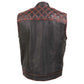 Milwaukee Leather MLM3526 Men's Black 'Paisley' Accented Red Stitching Leather Vest – w/ Armhole Trim Open Collar Design — image 2