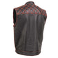 Milwaukee Leather MLM3526 Men's Black 'Paisley' Accented Red Stitching Leather Vest – w/ Armhole Trim Open Collar Design — image 10