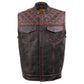 Milwaukee Leather MLM3526 Men's Black 'Paisley' Accented Red Stitching Leather Vest – w/ Armhole Trim Open Collar Design — image 13