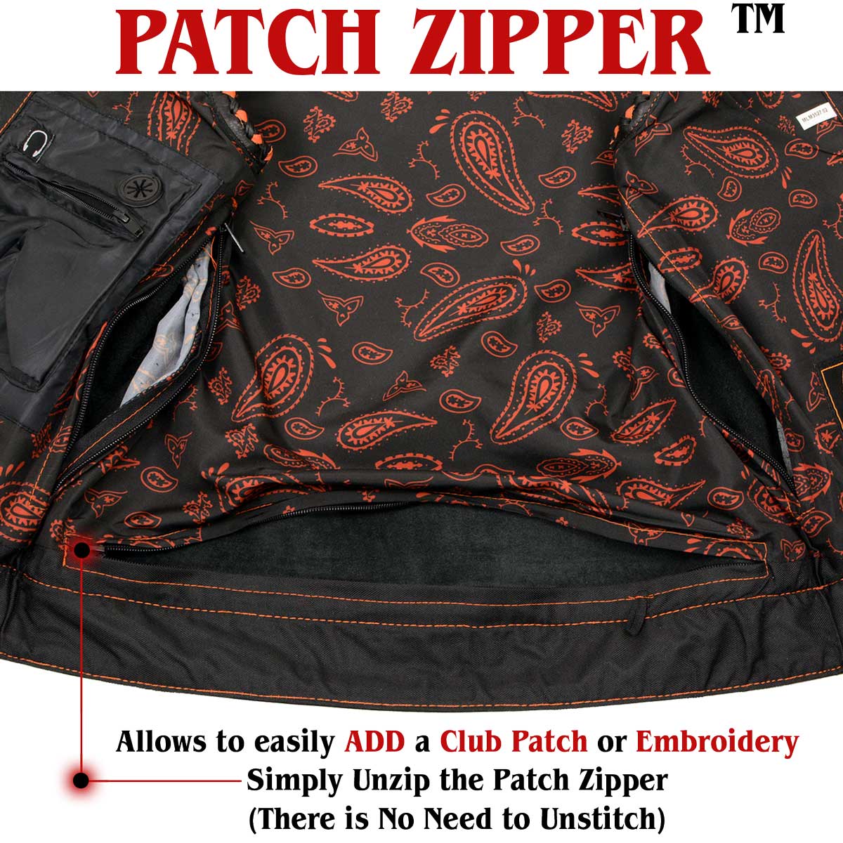 Milwaukee Leather MLM3527 Men's Black 'Paisley' Accented w/ Orange Stitching Leather Vest – / Armhole Trim — image 17