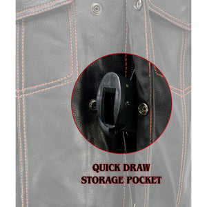 Milwaukee Leather MLM3527 Men's Black 'Paisley' Accented w/ Orange Stitching Leather Vest – / Armhole Trim — image 2