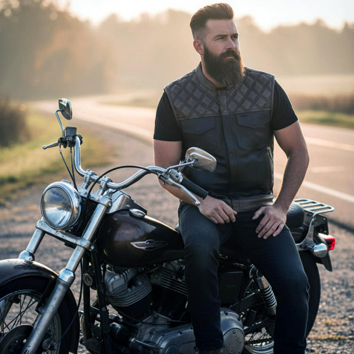 Milwaukee Leather MLM3529 Men's Black & Brown Paisley Lined Leather Vest w/ Accent Stitching & Armhole Trim — image 4