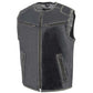 Milwaukee Leather MLM3536 Men's Distressed Grey Leather Collarless Motorcycle Rider Vest