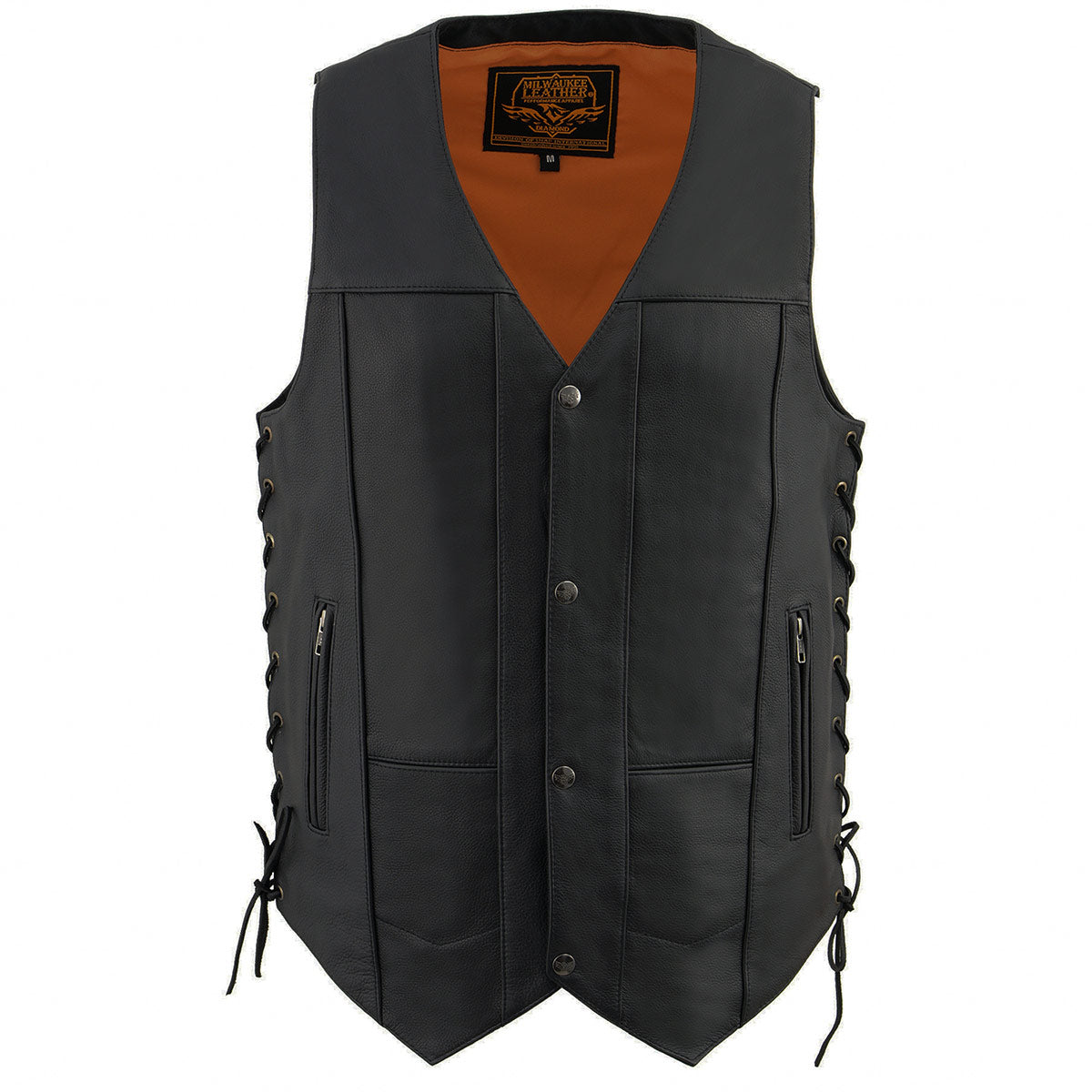 Milwaukee Leather MLM3541 Men's Roulette Black Premium Leather 10 Pocket Motorcycle Vest w/ Cool-Tec Leather Treatment — image 11