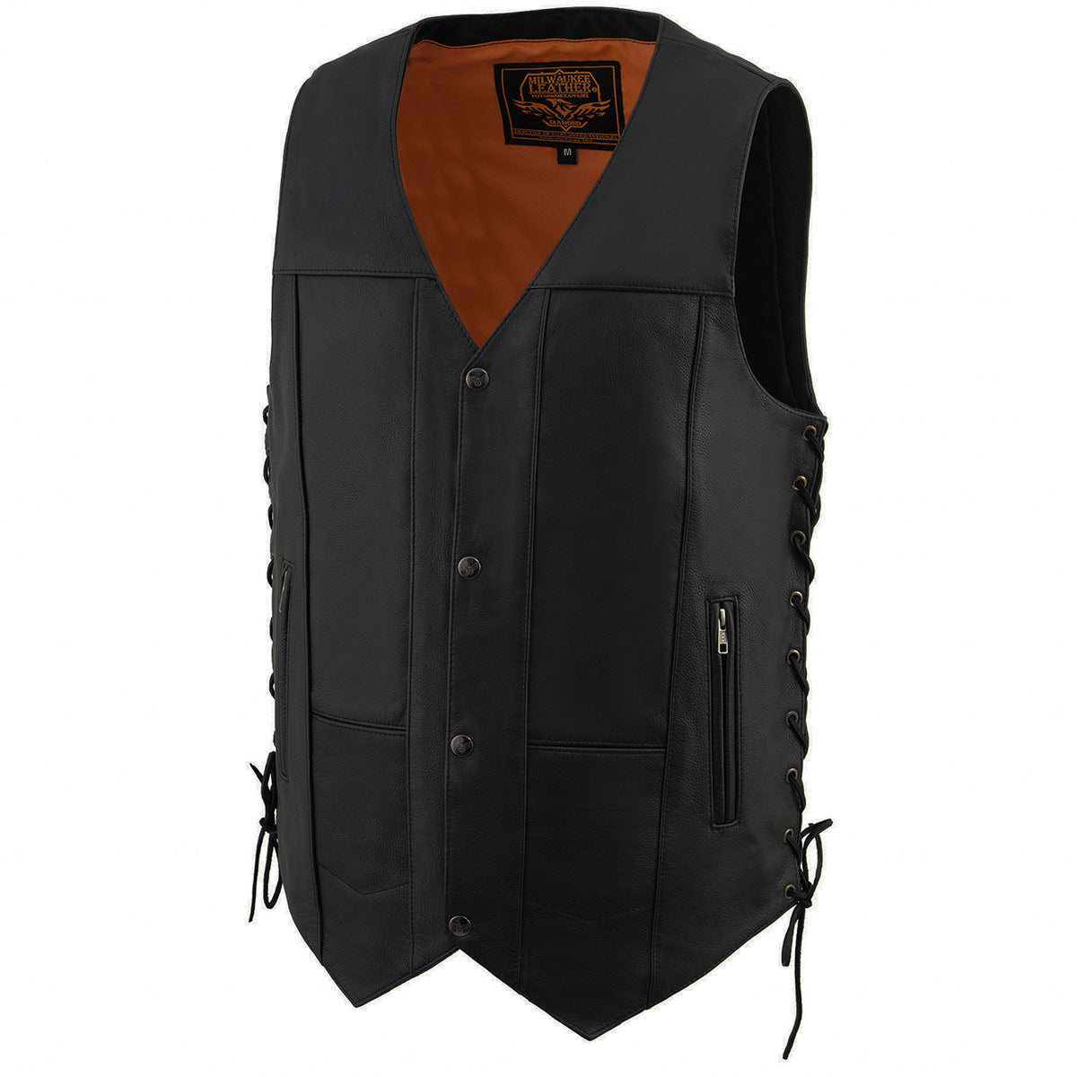 Milwaukee Leather MLM3541 Men's Roulette Black Premium Leather 10 Pocket Motorcycle Vest w/ Cool-Tec Leather Treatment — image 9