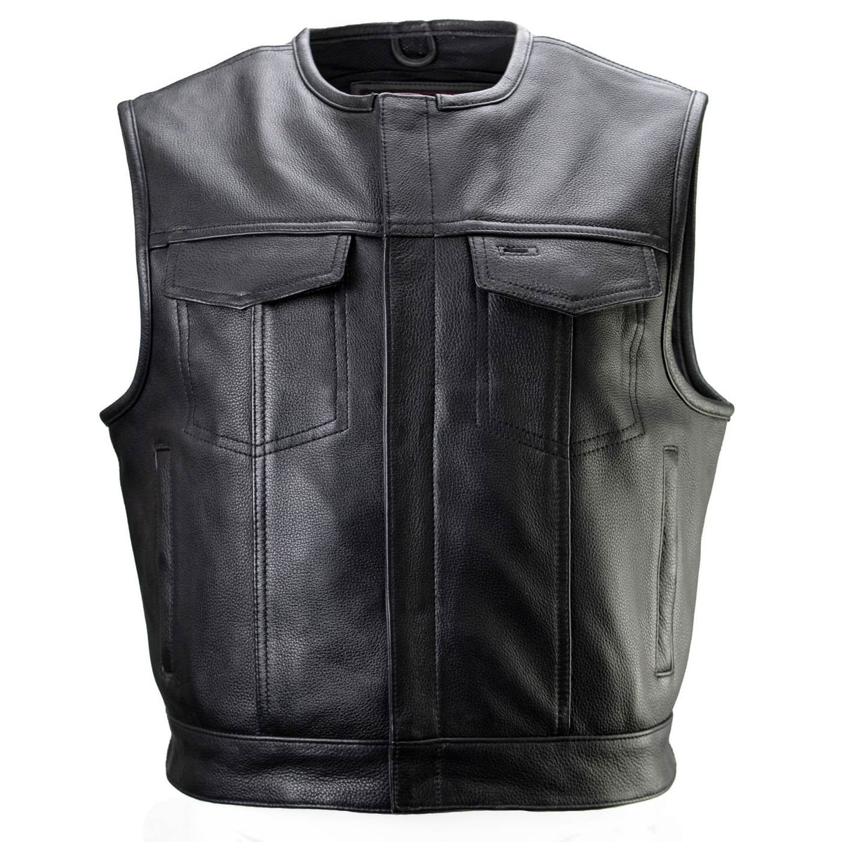 MMCC Men's Low Key Black Leather Motorcycle Vest - MMC30000 — image 12