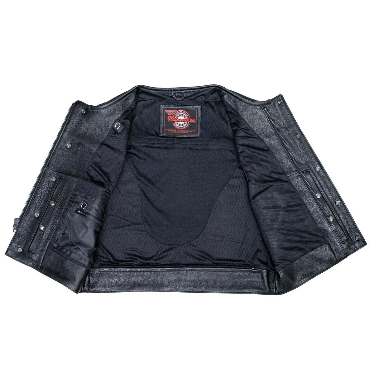 MMCC Men's Low Key Black Leather Motorcycle Vest - MMC30000 — image 10