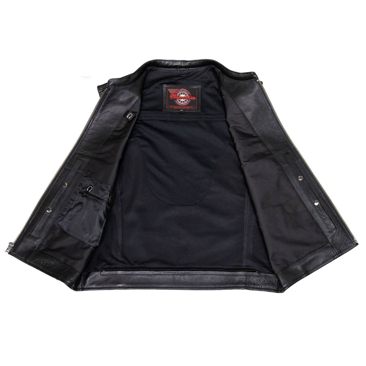 MMCC Men's Rocker Black Leather Motorcycle Vest - MMC30002 — image 9