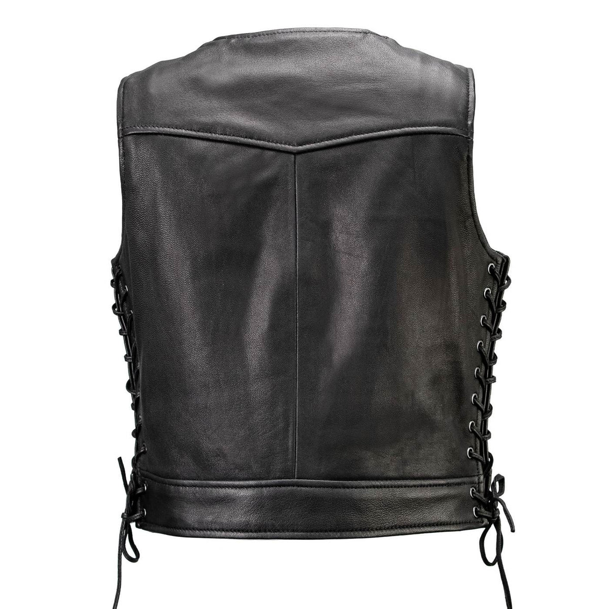 MMCC Women's Rave Black Leather Motorcycle Vest - MMC40000 - image 11