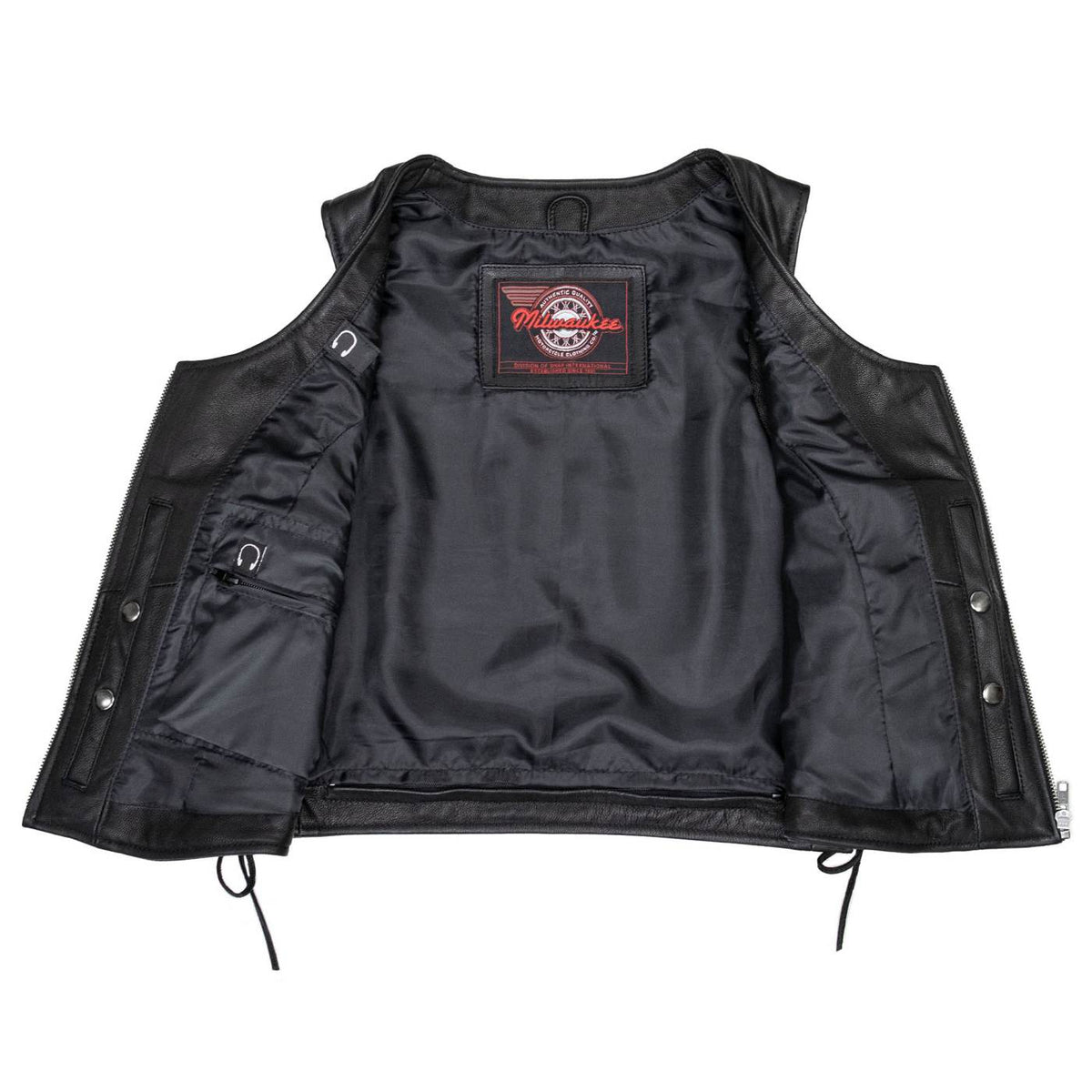MMCC Women's Rave Black Leather Motorcycle Vest - MMC40000 - image 8