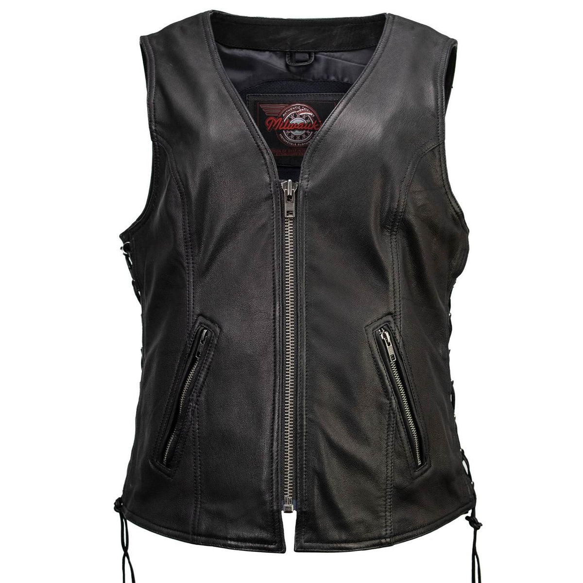 MMCC Women's Jenni Black Leather Motorcycle Vest - MMC40001 - image 13
