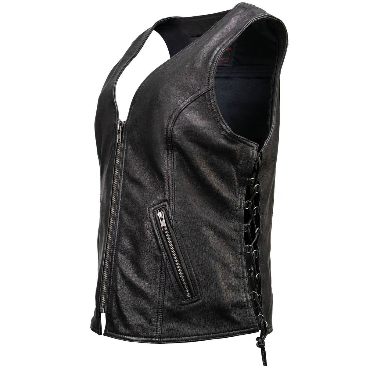 MMCC Women's Jenni Black Leather Motorcycle Vest - MMC40001 - image 15