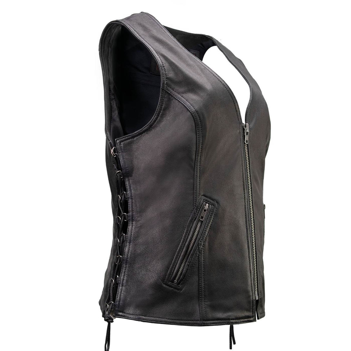 MMCC Women's Jenni Black Leather Motorcycle Vest - MMC40001 - image 14
