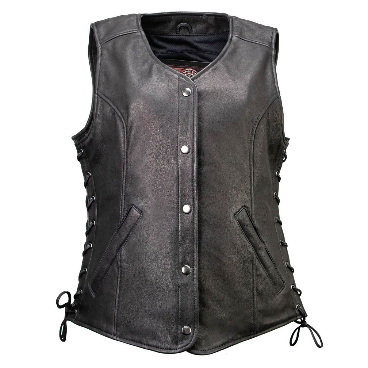 MMCC Women's Born Free Black Leather Motorcycle Vest - MMC40002 - image 10