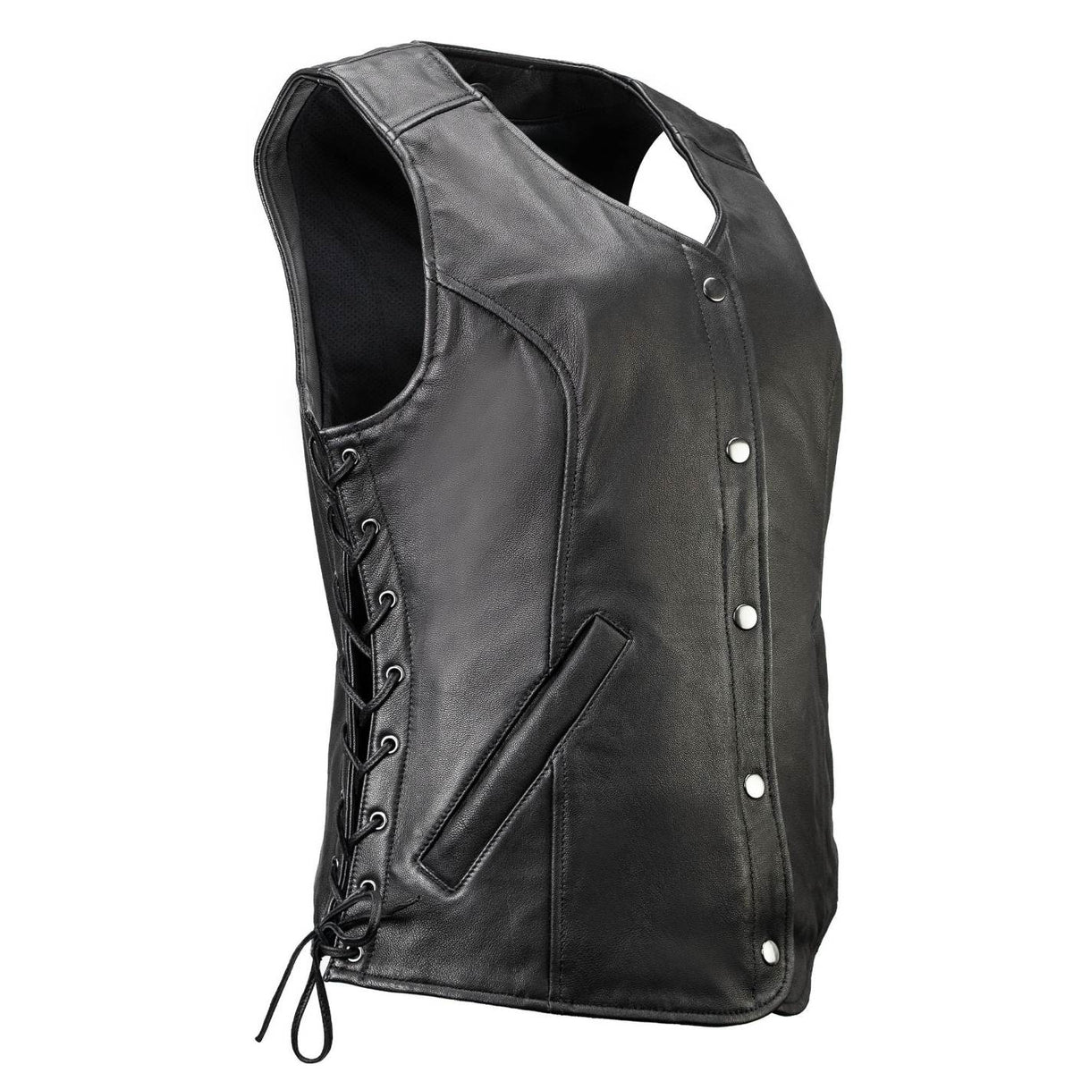 MMCC Women's Born Free Black Leather Motorcycle Vest - MMC40002 - image 13