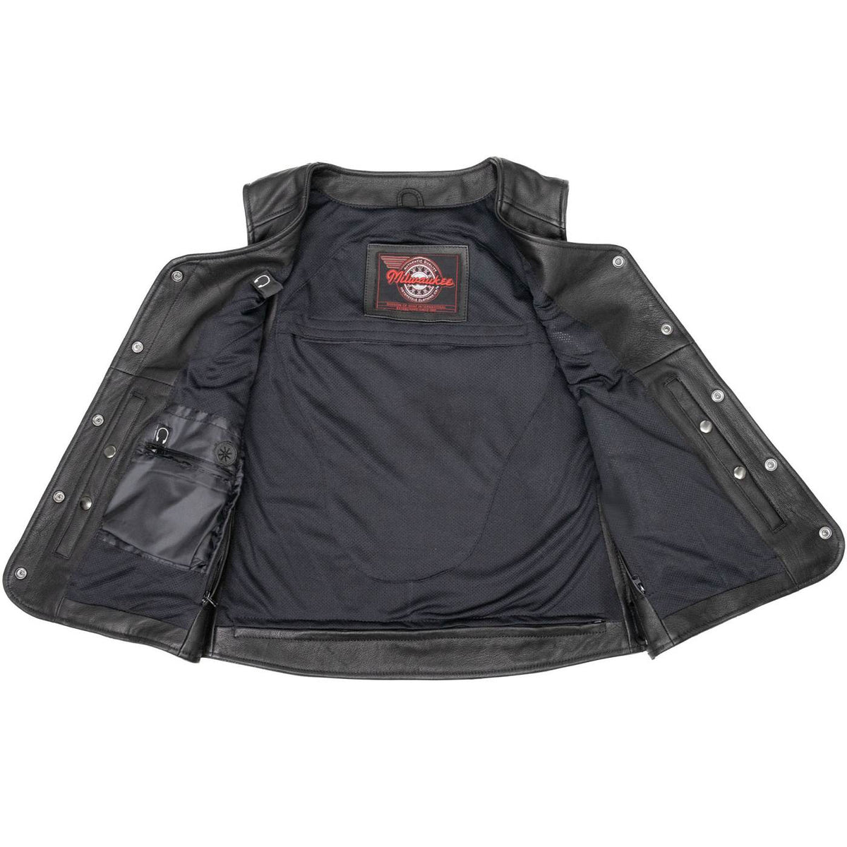 MMCC Women's Born Free Black Leather Motorcycle Vest - MMC40002 - image 12