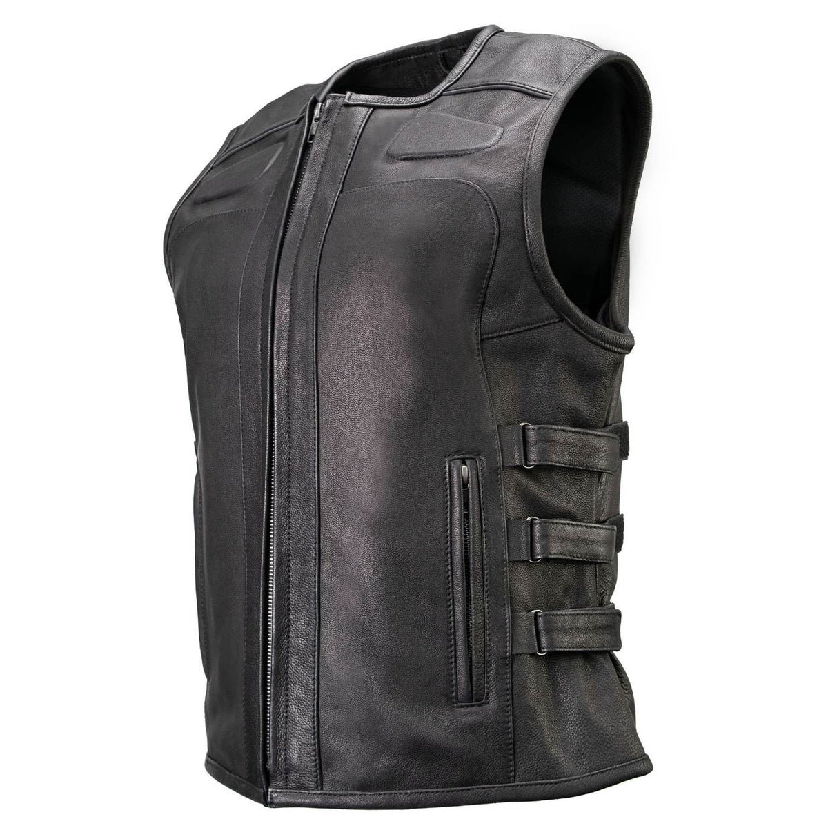 MMCC Women's Gixxer Black Leather Motorcycle Vest - MMC40003 - image 15