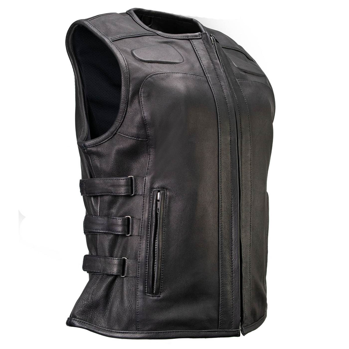 MMCC Women's Gixxer Black Leather Motorcycle Vest - MMC40003 - image 16
