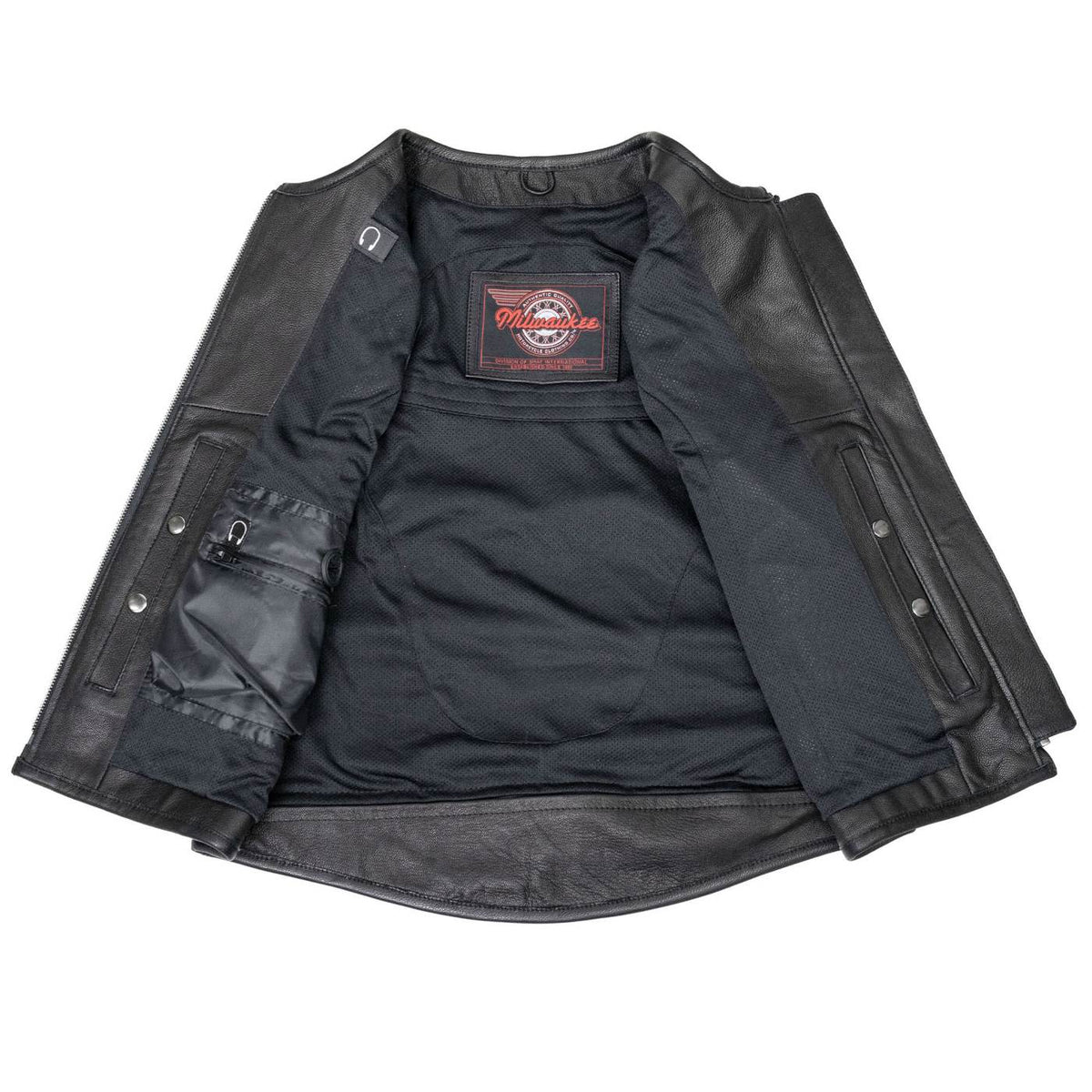 MMCC Women's Gixxer Black Leather Motorcycle Vest - MMC40003 - image 13
