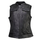 MMCC Women's Girls Club Black Leather Motorcycle Vest - MMC40005 - image 14
