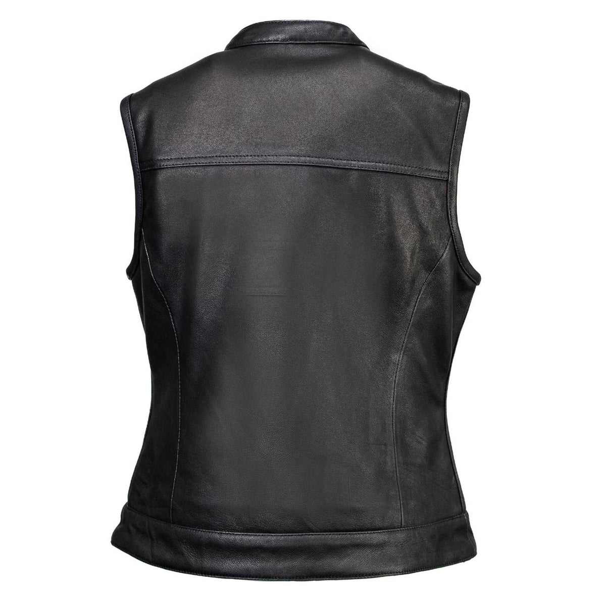 MMCC Women's Girls Club Black Leather Motorcycle Vest - MMC40005 - image 12