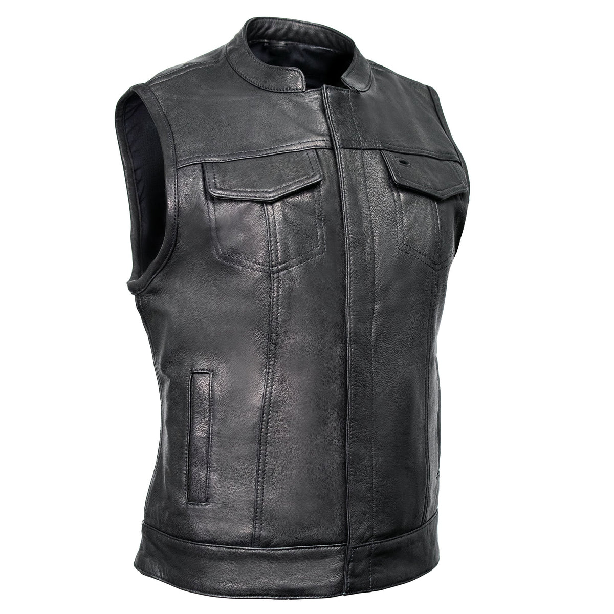 MMCC Women's Girls Club Black Leather Motorcycle Vest - MMC40005 - image 1
