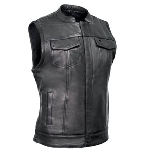 MMCC Women's Girls Club Black Leather Motorcycle Vest - MMC40005 - image 1