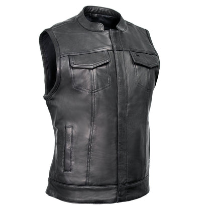 MMCC Women's Girls Club Black Leather Motorcycle Vest - MMC40005 - image 1