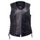 MMCC Women's Low Key Black Purple Leather Motorcycle Vest - MMC40006 - image 13