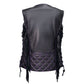 MMCC Women's Low Key Black Purple Leather Motorcycle Vest - MMC40006 - image 15