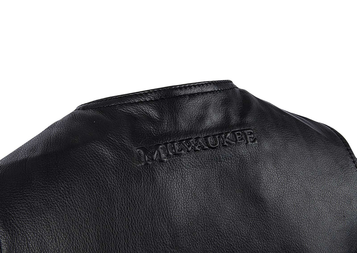 MMCC Men's Black Leather Motorcycle Vest - MV3020 — image 5