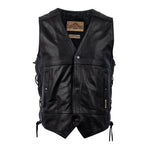 MMCC Men's Black Leather Motorcycle Vest - MV3020 — image 1