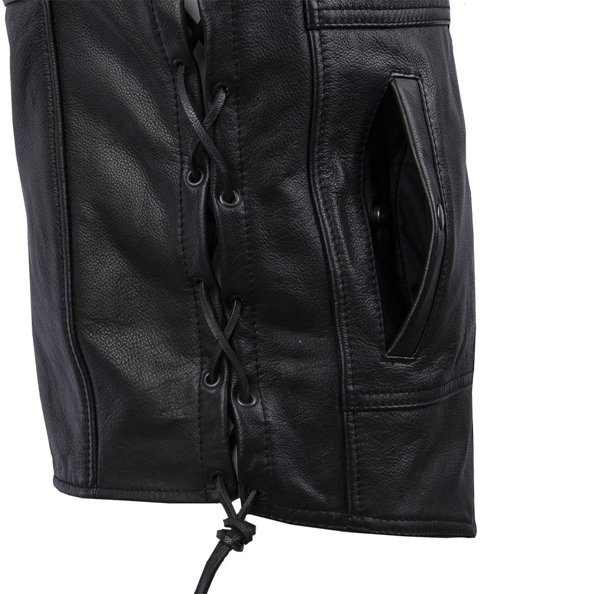 MMCC Men's Black Leather Motorcycle Vest - MV3020 — image 4