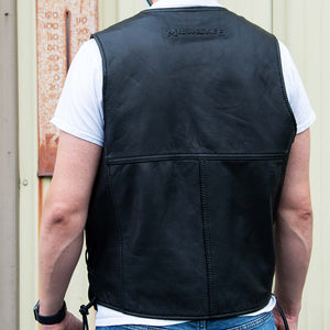 MMCC Men's Black Leather Motorcycle Vest - MV3020 — image 2