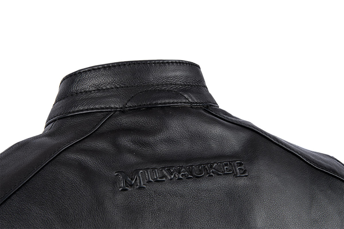 MMCC Men's Ducktail Black Leather Motorcycle Vest - MV3520 — image 5