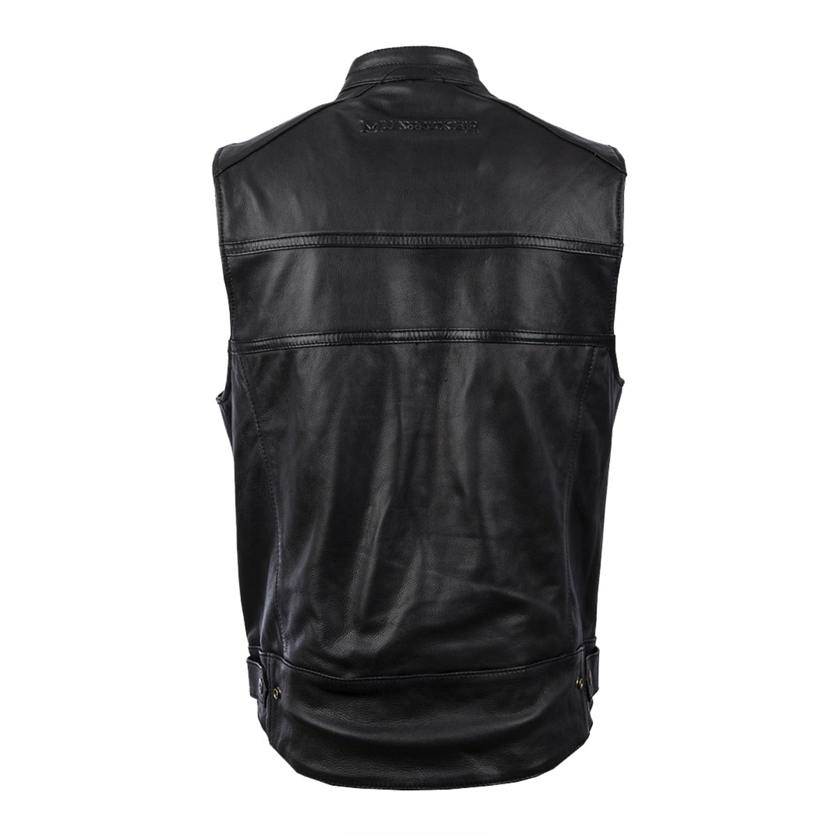 MMCC Men's Ducktail Black Leather Motorcycle Vest - MV3520 — image 7