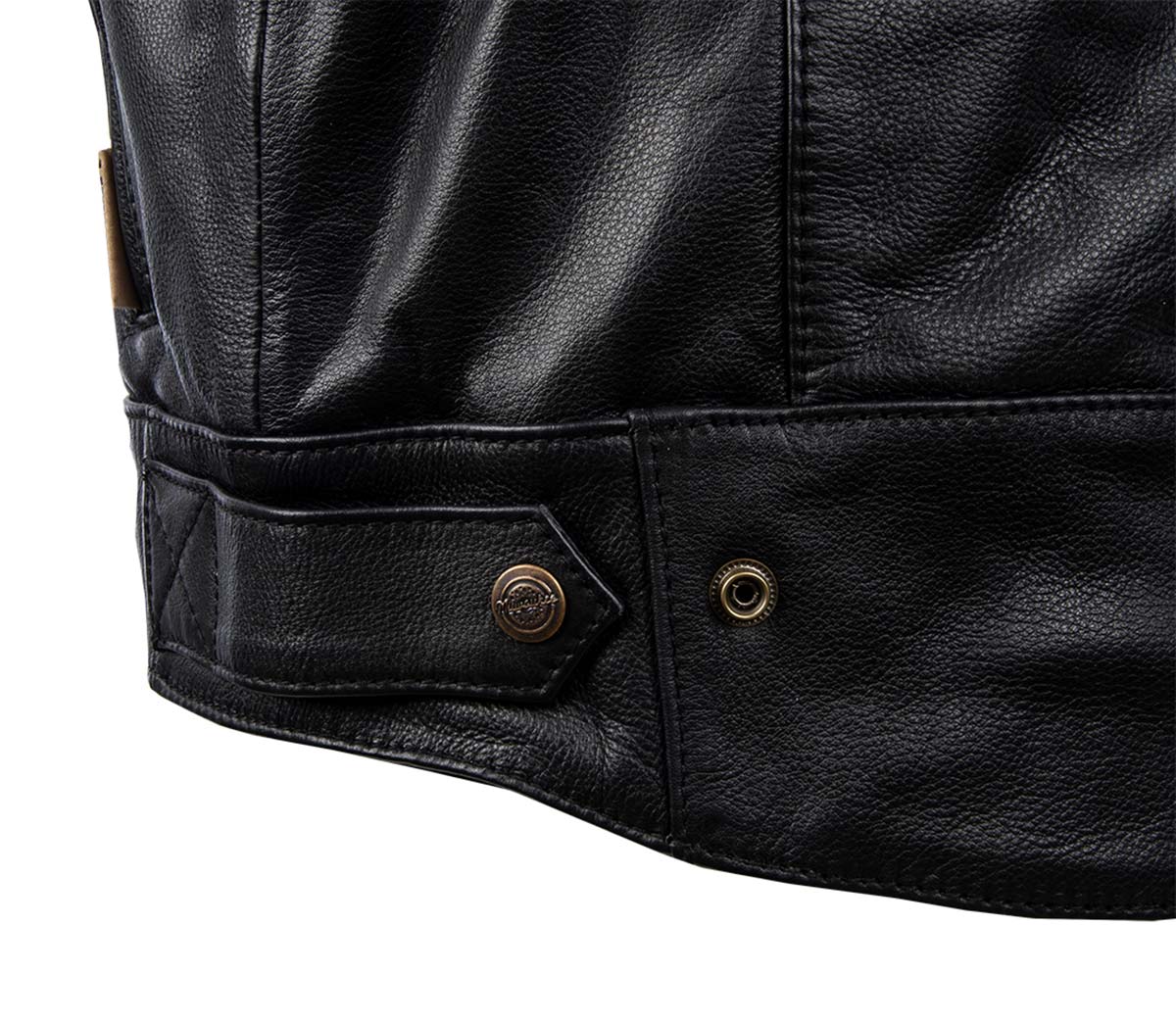 MMCC Men's Ducktail Black Leather Motorcycle Vest - MV3520 — image 4