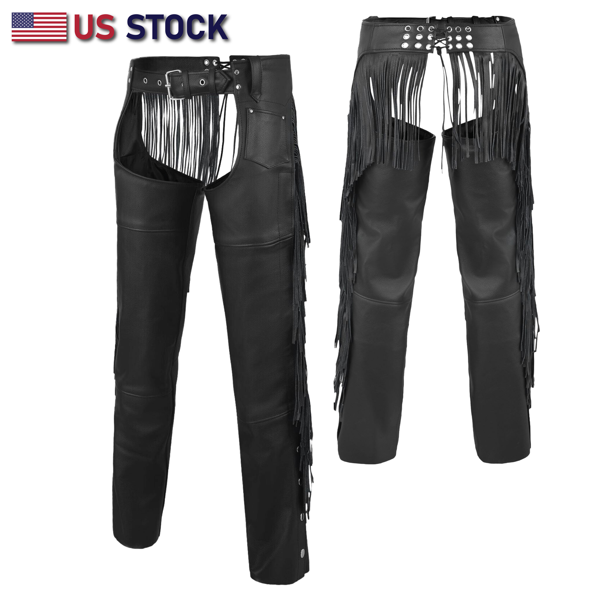 Tassel Chap Fringe Chaps Motorcycle Riding Bikers Chap Black #12800FRINGE - HighwayLeather