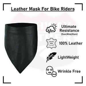 HIGHWAY LEATHER Facemask Motorcycle Leather Half Face Mask 100% Natural Buffalo Leather Bandana Face Mask - Protection from UV, Cold, Dust, Wind