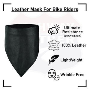 HIGHWAY LEATHER Facemask Motorcycle Leather Half Face Mask 100% Natural Buffalo Leather Bandana Face Mask - Protection from UV, Cold, Dust, Wind - HighwayLeather